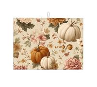 Tappetino scolapiatti assorbente, motivo zucca, per bancone della cucina, con crisantemo autunnale, tappetino da caffè, protezione scolapiatti con anello per appenderlo, 45,7 x 61 cm