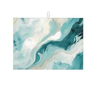 Tappetino scolapiatti assorbente, per bancone della cucina, arte astratta, tappetino scolapiatti con anello per appenderlo, 45 x 61 cm, colore: turchese