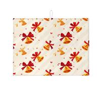 Tappetino scolapiatti assorbente per bancone della cucina, con campana e fiocco, tappetino scolapiatti in microfibra, per cucina, caffè, bar, protezione 45,7 x 61 cm