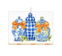 Tappetino scolapiatti assorbente per bancone della cucina, con fiocco arancione, tappetino da caffè, protezione per scolapiatti con anello per appenderlo, 45 x 61 cm