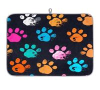Tappetino scolapiatti assorbente per bancone della cucina, con stampa di zampa di animale, reversibile, in microfibra, con anello per appenderlo, per bicchieri, utensili, pentole, 45,7 x 61 cm