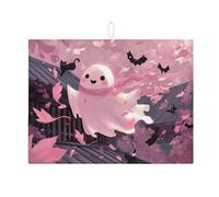 Tappetino scolapiatti assorbente per bancone della cucina, motivo fantasma pesca, tappetino assorbente scolapiatti in microfibra per Halloween, protezione per bar, 45 x 61 cm