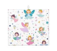 Tappetino scolapiatti assorbente per bancone della cucina, motivo: fatina, tappetino da caffè per ragazze, protezione scolapiatti con anello per appenderlo, 40,6 x 45,7 cm
