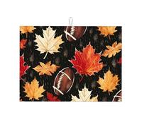 Tappetino scolapiatti assorbente per bancone della cucina, motivo: football americano, con foglie d'acero, tappetino da caffè, protezione scolapiatti con anello per appenderlo, 45,7 x 61 cm