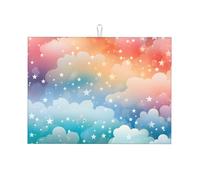 Tappetino scolapiatti assorbente per bancone della cucina, motivo: galassia, stella, con anello per appenderlo, 45 x 61 cm