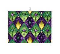 Tappetino scolapiatti assorbente per bancone della cucina, motivo mardi gras Fleur De Lis, tappetino da caffè colorato con anello per appenderlo, 45 x 61 cm