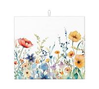 Tappetino scolapiatti assorbente per bancone della cucina, motivo margherita, con fiore colorato, protezione per scolapiatti con anello per appenderlo, 40,6 x 45,7 cm