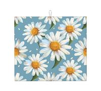 Tappetino scolapiatti assorbente per bancone della cucina, motivo margherita, tappetino da caffè, con anello per appenderlo, 40,6 x 45,7 cm