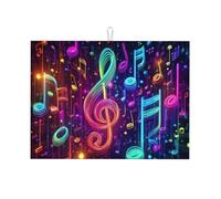 Tappetino scolapiatti assorbente per bancone della cucina, motivo: note musicali, tappetino da caffè colorato, protezione scolapiatti con anello per appenderlo, 45,7 x 61 cm