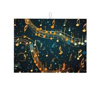 Tappetino scolapiatti assorbente per bancone della cucina, motivo: note musicali, tappetino da caffè colorato, protezione scolapiatti con anello per appenderlo, 45,7 x 61 cm