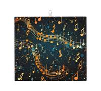Tappetino scolapiatti assorbente per bancone della cucina, motivo: note musicali, tappetino da caffè colorato, protezione scolapiatti con anello per appenderlo, 40,6 x 45,7 cm