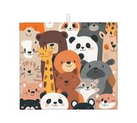 Tappetino scolapiatti assorbente per bancone della cucina, motivo: panda in stile cartone animato, tappetino da caffè, protezione scolapiatti con anello per appenderlo, 40,6 x 45,7 cm