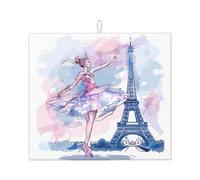 Tappetino scolapiatti assorbente per bancone della cucina, motivo: Torre Eiffel, tappetino da caffè Parigi, protezione scolapiatti con anello per appenderlo, 40,6 x 45,7 cm