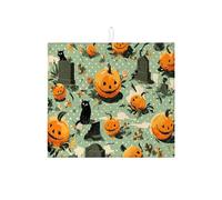 Tappetino scolapiatti assorbente per bancone della cucina, motivo zucca e gatto, divertente tappetino scolapiatti in microfibra per proteggere il bancone della cucina, 40,6 x 45,7 cm