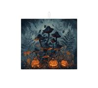 Tappetino scolapiatti assorbente per bancone della cucina, motivo zucca spettrale e funghi, tappetino scolapiatti in microfibra autunnale per proteggere il bancone della cucina, 40,6 x 45,7 cm