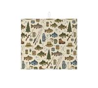 Tappetino scolapiatti assorbente per bancone della cucina, pesce verde e natura, tappetino scolapiatti in microfibra per esterni, protezione per cucina, 40,6 x 45,7 cm