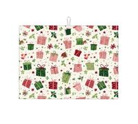 Tappetino scolapiatti assorbente per bancone della cucina, regalo di Natale, tappetino da caffè, scolapiatti con anello per appenderlo, 45,7 x 61 cm, colore: rosa e verde