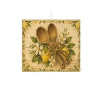 Tappetino scolapiatti assorbente per bancone della cucina, tappetino scolapiatti assorbente rustico vintage in microfibra botanica primaverile per protezione bancone della cucina, 40,6 x 45,7 cm