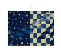 Tappetino scolapiatti assorbente per cucina, motivo: cielo stellato e nuvola, stile vintage, in microfibra, per bar, 45,7 x 61 cm