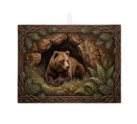 Tappetino scolapiatti assorbente per cucina, motivo foresta rustica, tappetino scolapiatti in microfibra ispirato alla natura, protezione per bar, 45 x 61 cm