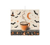 Tappetino scolapiatti assorbente per cucina, motivo pipistrello e luna, tappetino scolapiatti in microfibra vintage per proteggere bar, 40,6 x 45,7 cm