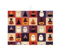 Tappetino scolapiatti assorbente per cucina, motivo zucca e fantasma, divertente, in microfibra, per proteggere il bancone della cucina, 45,7 x 61 cm