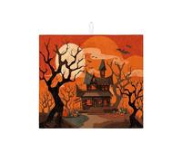Tappetino scolapiatti assorbente per Halloween, per cucina, casa stregata spettrale, tappetino scolapiatti assorbente in microfibra per cucina, bar, 40,6 x 45,7 cm