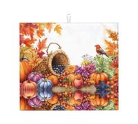 Tappetino scolapiatti assorbente per piatti del Ringraziamento, per bancone della cucina, raccolto autunnale, tappetino da caffè con anello per appenderlo, 40,6 x 45,7 cm