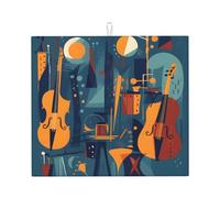 Tappetino scolapiatti assorbente per violoncello e violino, per bancone della cucina, tappetino colorato per musica, caffè, scolapiatti con anello per appenderlo, 40,6 x 45,7 cm