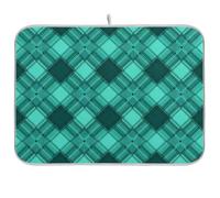 Tappetino scolapiatti assorbente scozzese per bancone della cucina, tappetino scolapiatti reversibile, colore foglia di tè, turchese, 40 x 45 cm