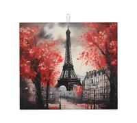 Tappetino scolapiatti assorbente Torre Eiffel per bancone della cucina Parigi romantico tappetino da caffè protezione scolapiatti con anello per appendere 40,6 x 45,7 cm