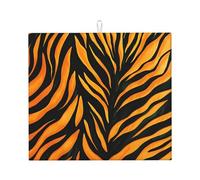 Tappetino scolapiatti assorbente zebrato con stampa tigre, per bancone della cucina, linea astratta, tappetino da caffè, scolapiatti con anello per appenderlo, 40,6 x 45,7 cm