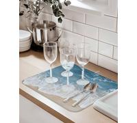 Tappetino scolapiatti astratto ad acquerello da spiaggia, arte moderna, assorbente, tappetino opaco per piani di lavoro della cucina, lavandini, scolapiatti, grande, 45,7 x 61 cm