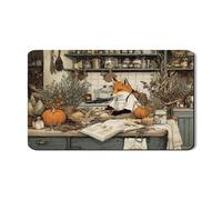 Tappetino scolapiatti autunnale con volpe per bancone della cucina, tappetino scolapiatti in gomma assorbente con motivo floreale rustico, accogliente tappetino per asciugare i piatti in pelle PU per