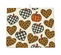 Tappetino scolapiatti autunnale per bancone da cucina, motivo: leopardo, cuore, zucca, tappetino in microfibra per il Ringraziamento, protezione per piano di lavoro da cucina, assorbente, scolapiat