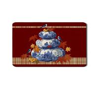 Tappetino scolapiatti autunnale per bancone della cucina, foglia d'acero rosso e ciotola blu design assorbente tappetino in gomma per scolapiatti accogliente in pelle PU per bar bar 30,5 x 50,8 cm