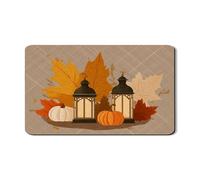 Tappetino scolapiatti autunnale per bancone della cucina, lanterna rustica a forma di zucca in gomma assorbente, tappetino scolapiatti in pelle PU per decorazione bancone della cucina, 30,5 x 50,8 cm