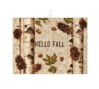 Tappetino scolapiatti autunnale per bancone della cucina, rustico pigne a ghianda, assorbente, tappetino scolapiatti in microfibra autunnale per decorazione bancone della cucina, 45,7 x 61 cm