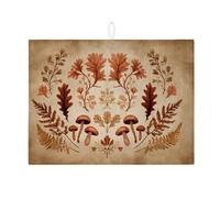 Tappetino scolapiatti autunnale per bancone della cucina, tappetino assorbente per scolapiatti con foglie e funghi, comodo tappetino in microfibra per proteggere bar, 45 x 61 cm