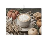 Tappetino scolapiatti autunnale per bancone della cucina, tappetino assorbente rustico a forma di zucca e grano, comodo tappetino in microfibra per asciugare il bar, 45,7 x 61 cm