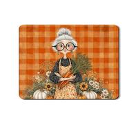 Tappetino scolapiatti autunnale per bancone della cucina, tappetino in gomma assorbente arancione a scacchi, tappetino scolapiatti in stile fattoria vintage per bar, 45,7 x 61 cm