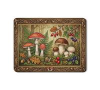 Tappetino scolapiatti autunnale per bancone della cucina, tappetino scolapiatti in gomma assorbente vintage con funghi e foglie, protezione stagionale naturale in pelle PU, 45,7 x 61 cm