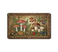 Tappetino scolapiatti autunnale per bancone della cucina, tappetino scolapiatti in gomma assorbente vintage con funghi e foglie, protezione stagionale naturale in pelle PU, 30,5 x 50,8 cm
