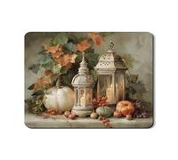 Tappetino scolapiatti autunnale per bancone della cucina, zucca rustica e lanterna, in gomma assorbente, tappetino scolapiatti in pelle PU per decorazione bancone della cucina, 45,7 x 61 cm