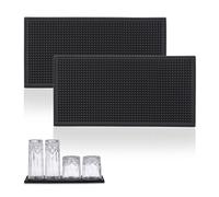 Relaxdays Tappetino Scolapiatti, Set 2, Tappeto per Lavello Cucina, Bar Mat 30x15 cm, Cola Piatti e Bicchieri, PVC, Nero