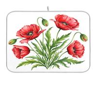 Tappetino scolapiatti bianco con foglie ad acquerello per bancone della cucina, asciugatura rapida, 45,7 x 61 cm