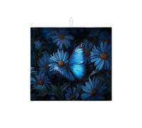 Tappetino scolapiatti blu a farfalla per bancone della cucina, elegante tappetino assorbente floreale scolapiatti tappetino scolapiatti in microfibra primaverile per bancone della cucina, protezione