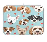 Tappetino scolapiatti blu a forma di cane cartone animato per bancone della cucina, asciugatura rapida, tappetino scolapiatti 45,7 x 61 cm