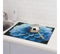 Tappetino scolapiatti blu con dalia, per bancone della cucina, assorbente, in microfibra, reversibile, lavabile, 45,7 x 61 cm, facile da pulire, per decorare la casa, la cucina, la sala da pranzo