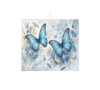 Tappetino scolapiatti blu con farfalla per bancone della cucina, tappetino assorbente per scolapiatti floreale, tappetino in microfibra primaverile per protezione del bancone della cucina, 40,6 x 45,7